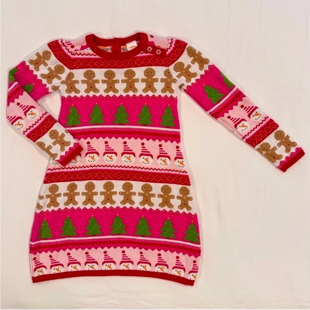 Gymboree Gingerbread Fair Isle Sweater Dress Girls 7 Christmas Cotton Snowmen
